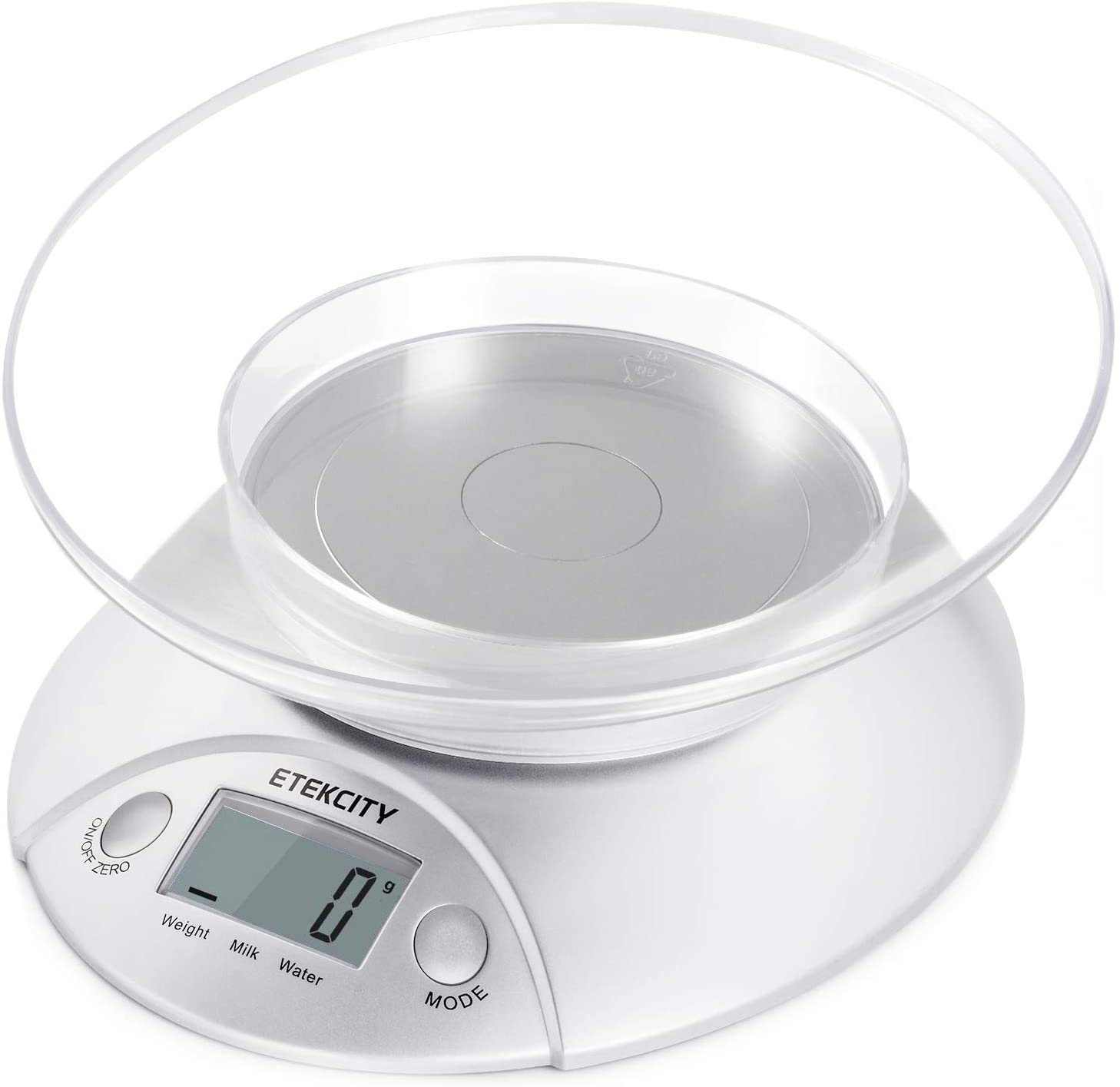 Etekcity Food Scale with Bowl, Digital Kitchen Weight for Cooking, Baking and Dieting, 11lb/5kg, LCD Display